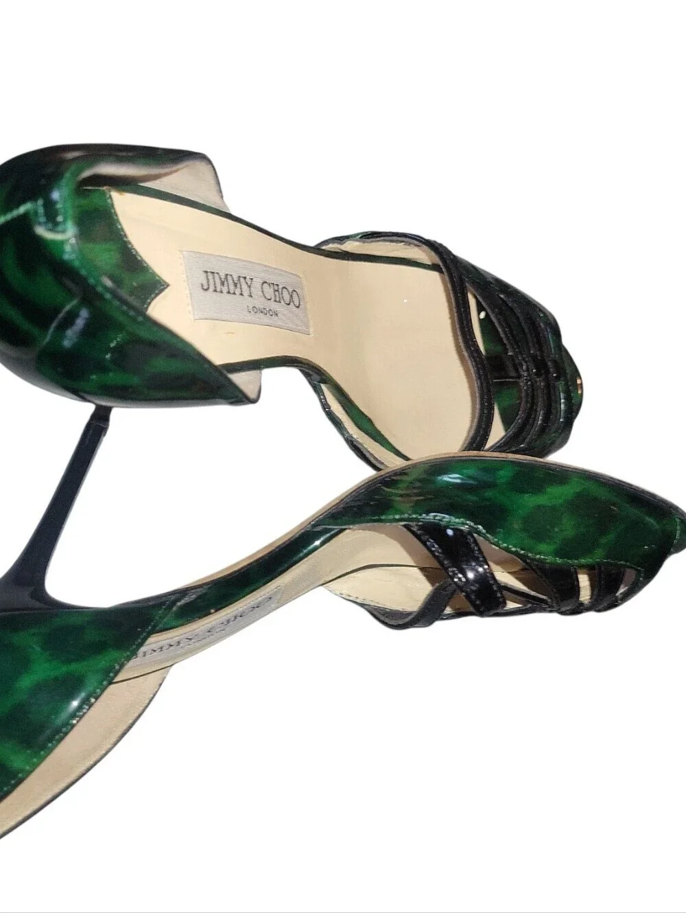 Jimmy Choo Green and Black Patent Leather  D'Orsay 3.5
